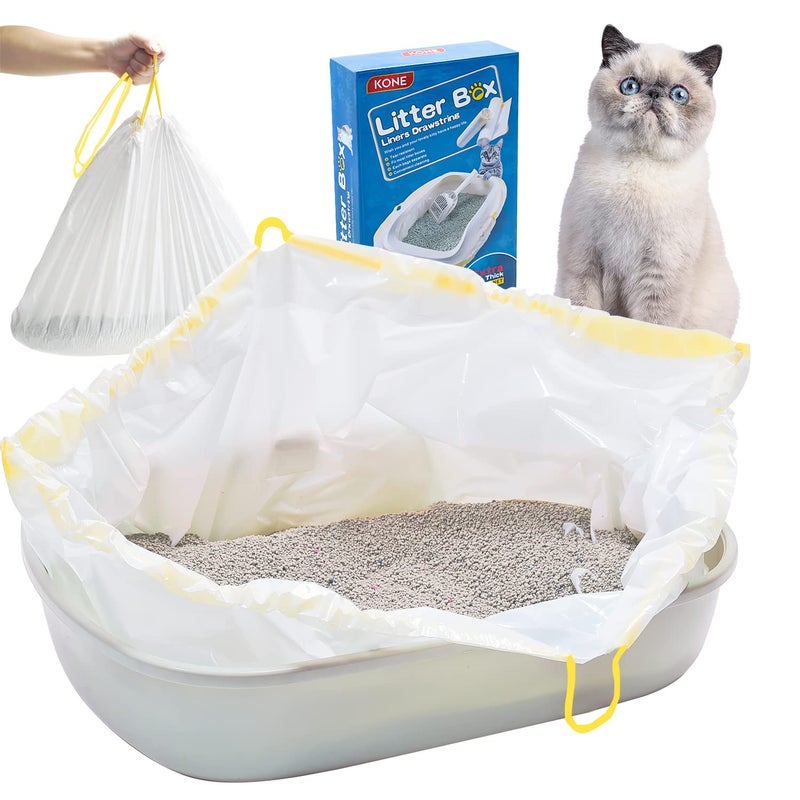 KONE Cat Litter Box Liners Jumbo 45 x 18 inch Heavy Duty Drawstring Bags 20 Count - Image 1